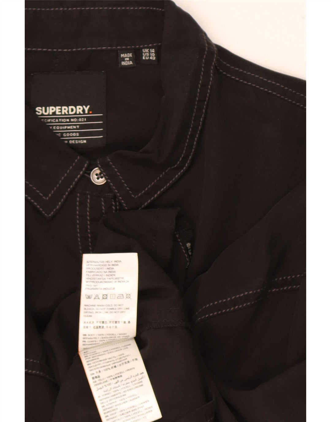 Superdry Camisa extragrande para mujer UK 44 Large Lyocell negro