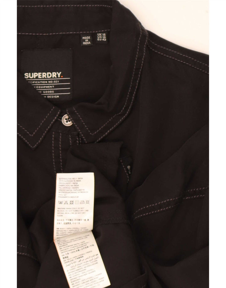 Superdry Camisa extragrande para mujer UK 44 Large Lyocell negro