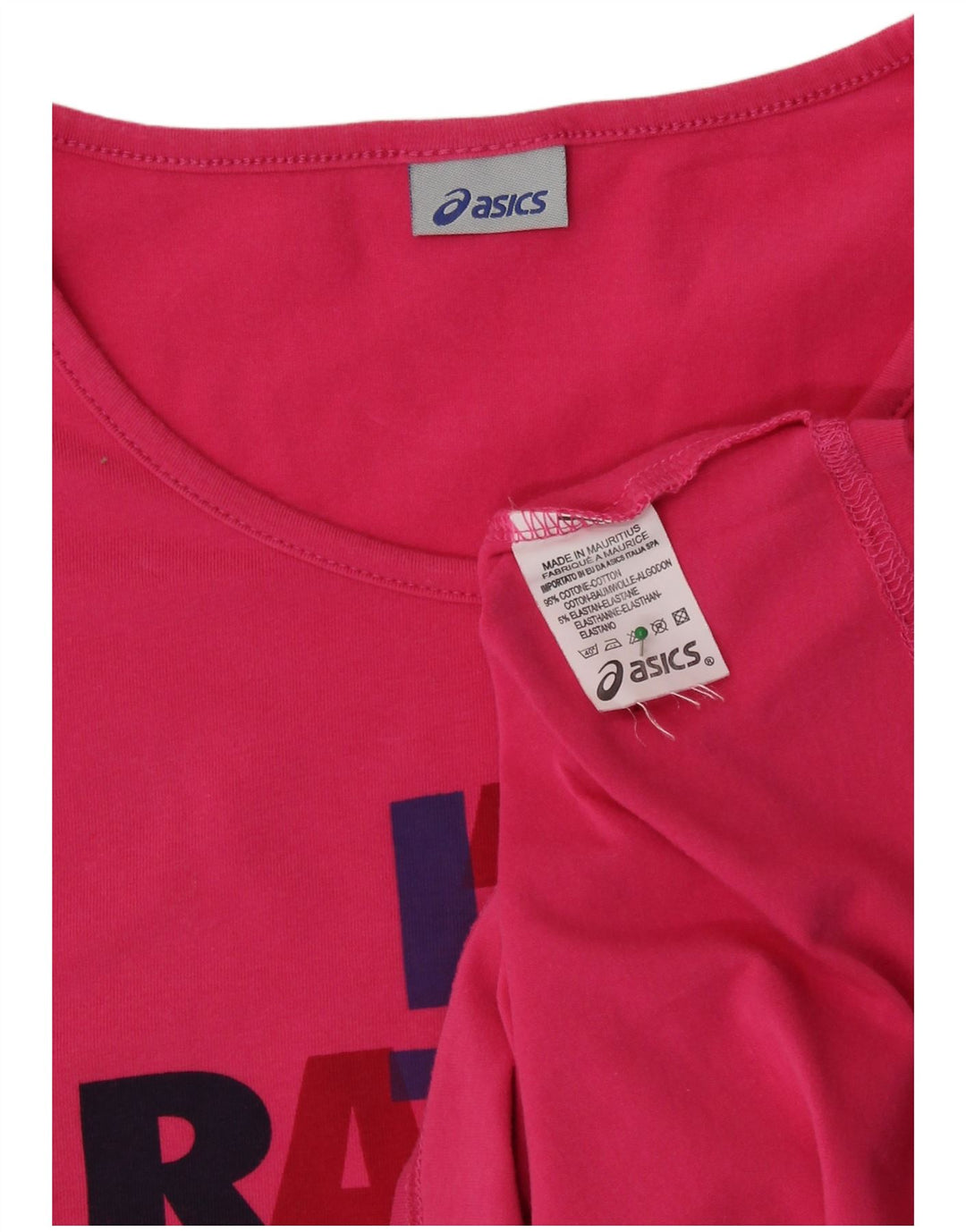 ASICS Camiseta gráfica para mujer Top UK 12 Algodón rosa medio