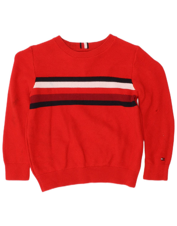Tommy Hilfiger Jersey con cuello barco para niños 4-5 años Algodón de rayas rojas