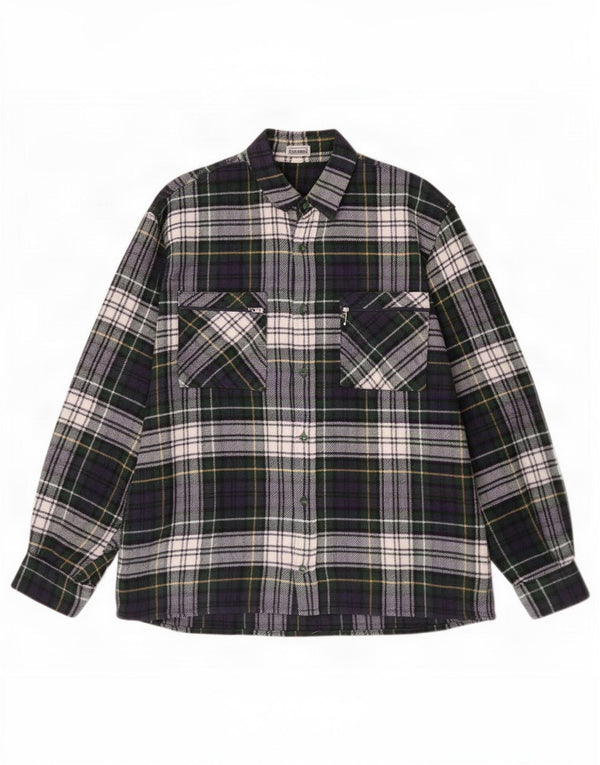 Vintage Mens Flannel Shirt Large Green Check Wool