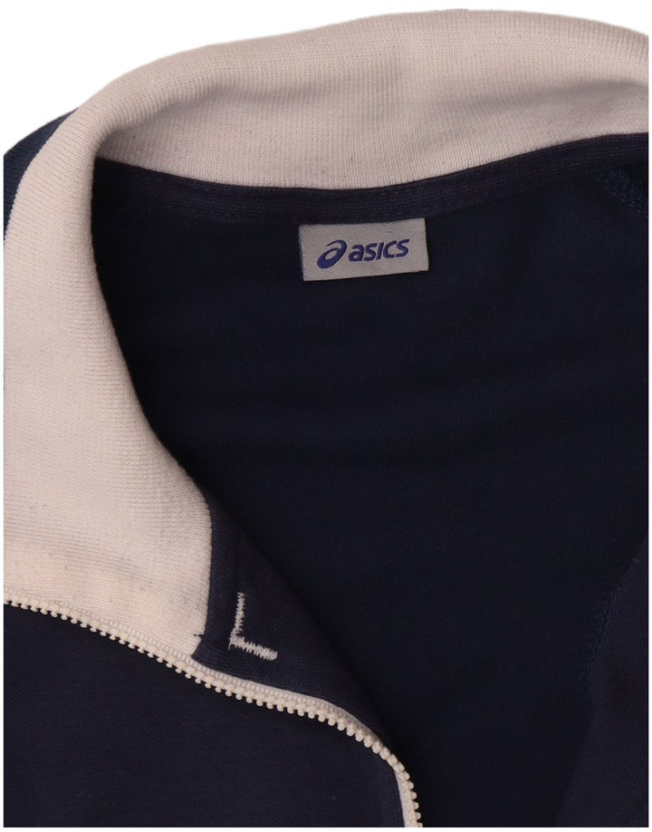 ASICS Chaqueta de chándal para hombre 2XL Azul marino Colorblock Algodón