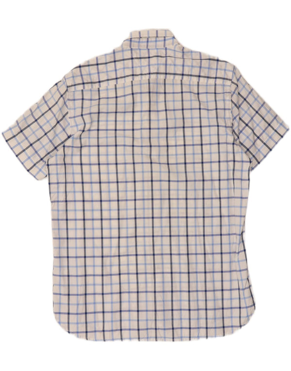 Camisa Tommy Hilfiger de manga corta para hombre de algodón a cuadros blancos grandes
