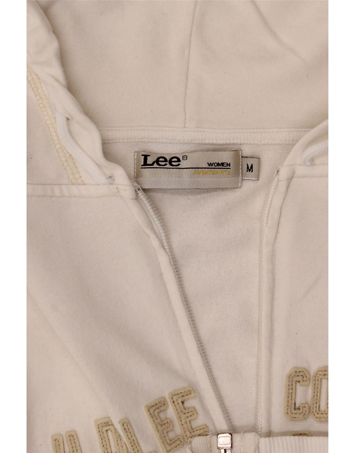 Lee Sudadera con capucha y cremallera gráfica para mujer UK 10 Small White