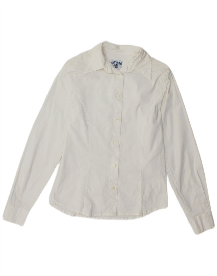 REPLAY Camisa de Mujer UK 40 Mediana Algodón Blanco