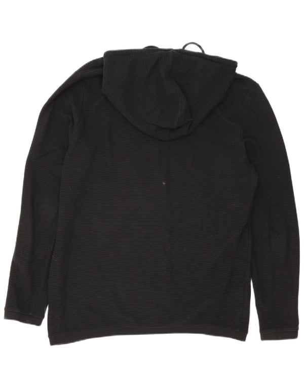 PIAZZA ITALIA Suéter con capucha y cremallera de ajuste regular para hombre, grande, negro