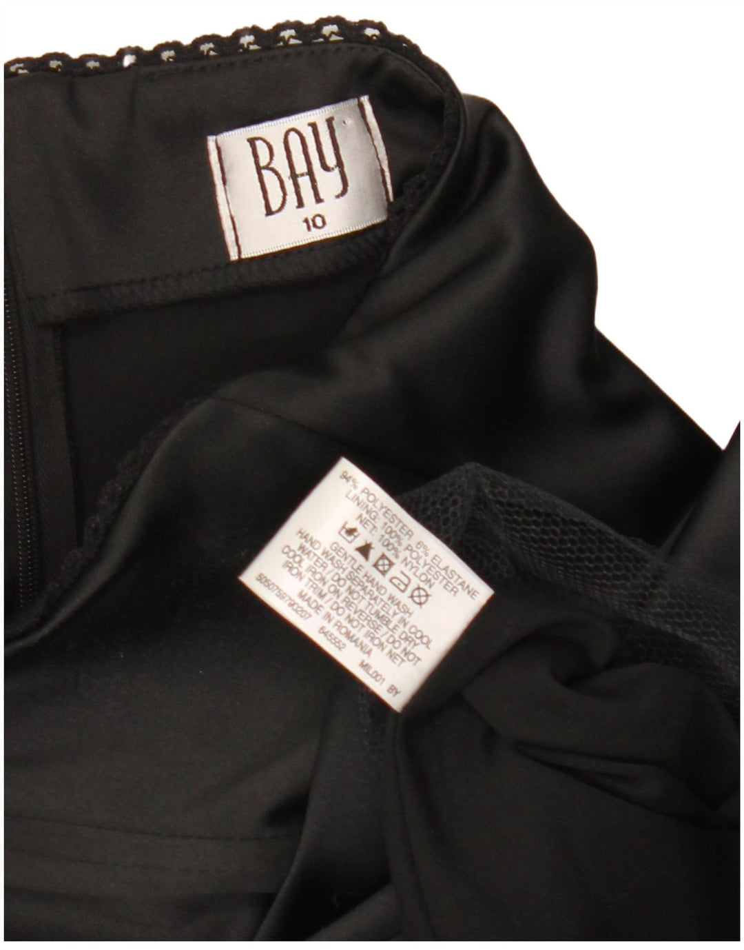 Vestido sin tirantes para mujer Bay UK 40 Small Poliéster negro