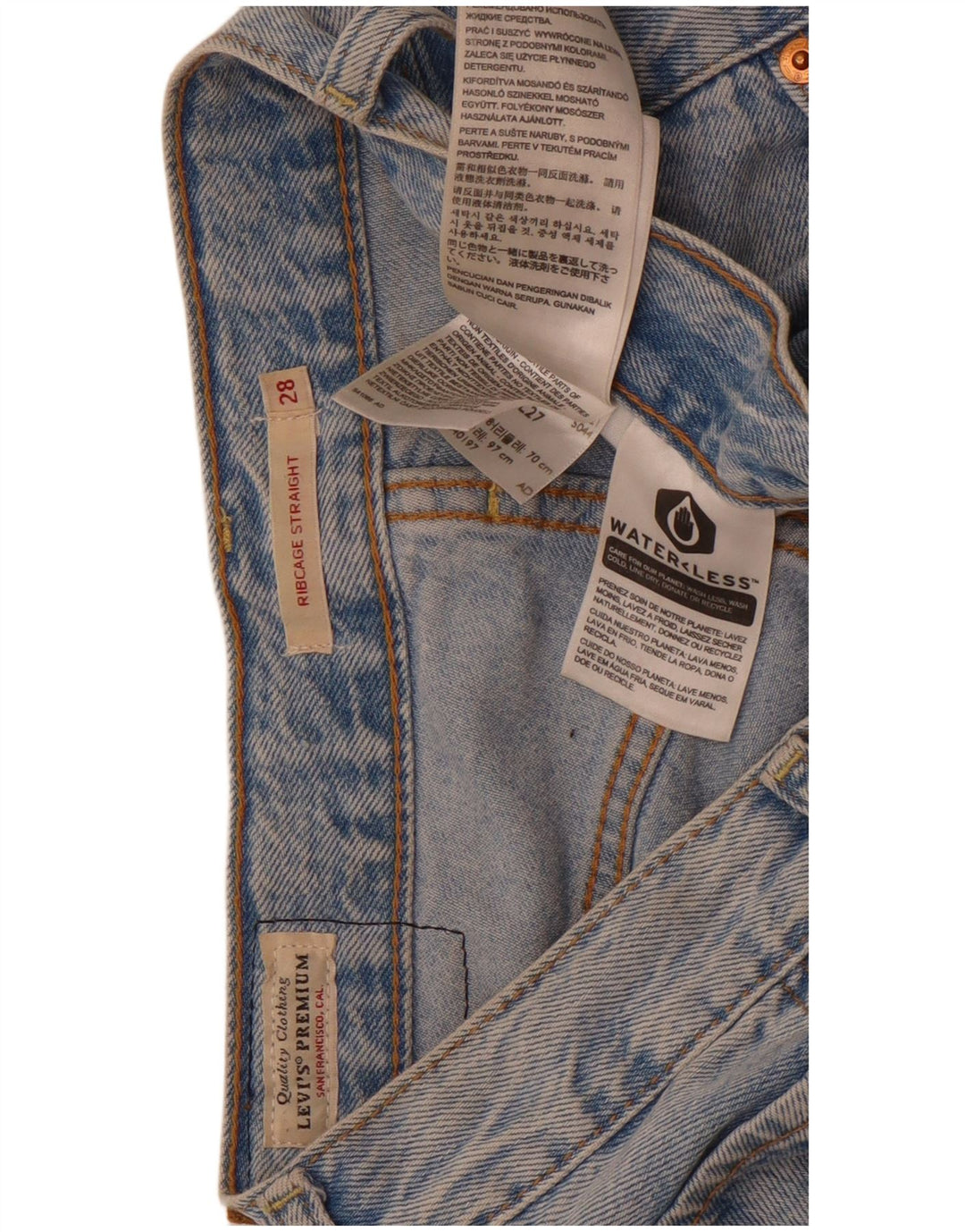 Vaqueros Levi's Mujer Ribcage Rectos W28 L27 Algodón Azul