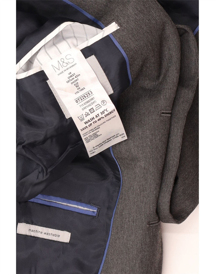 Marks & Spencer Chaqueta tipo blazer de 2 botones para hombre IT 42 XL Poliéster gris