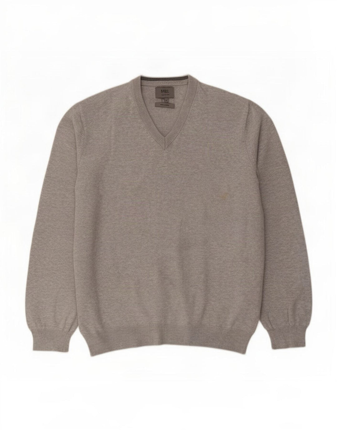 Marks & Spencer Jersey con cuello en V para hombre de algodón moteado gris grande