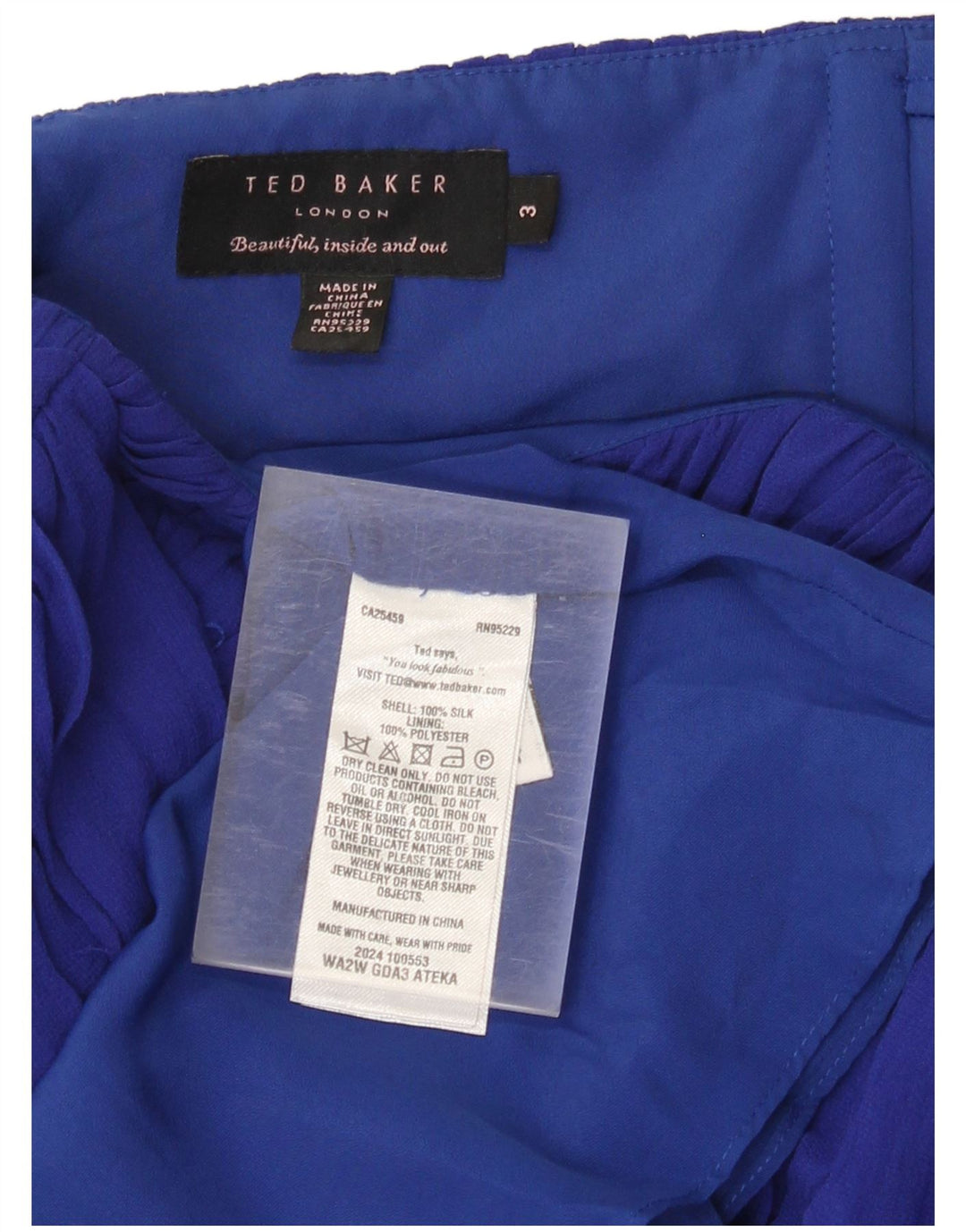 Ted Baker Vestido maxi sin tirantes para mujer Talla 3 Seda azul mediana