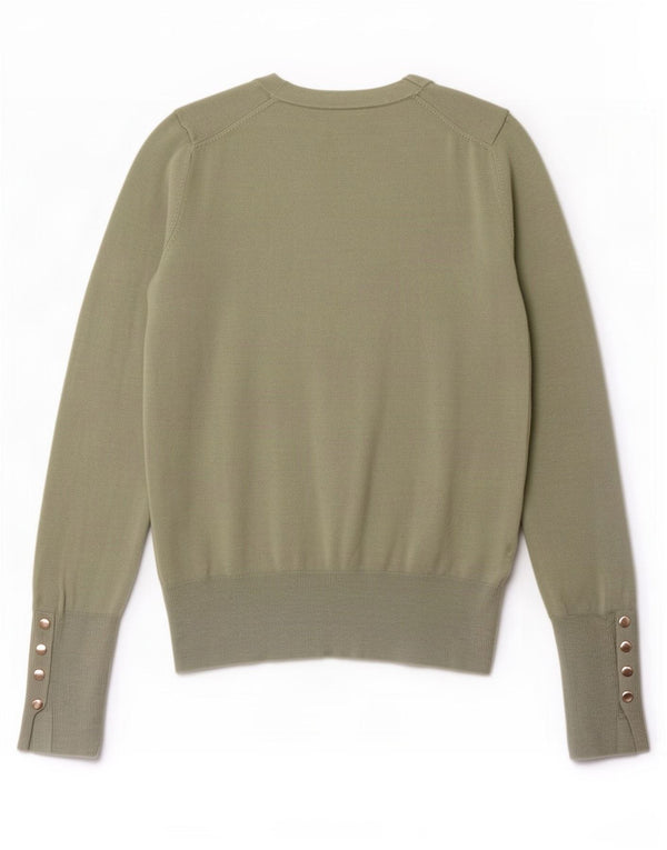 Zara Womens Crew Neck Jumper Sweater UK 8 Small Green Viscose