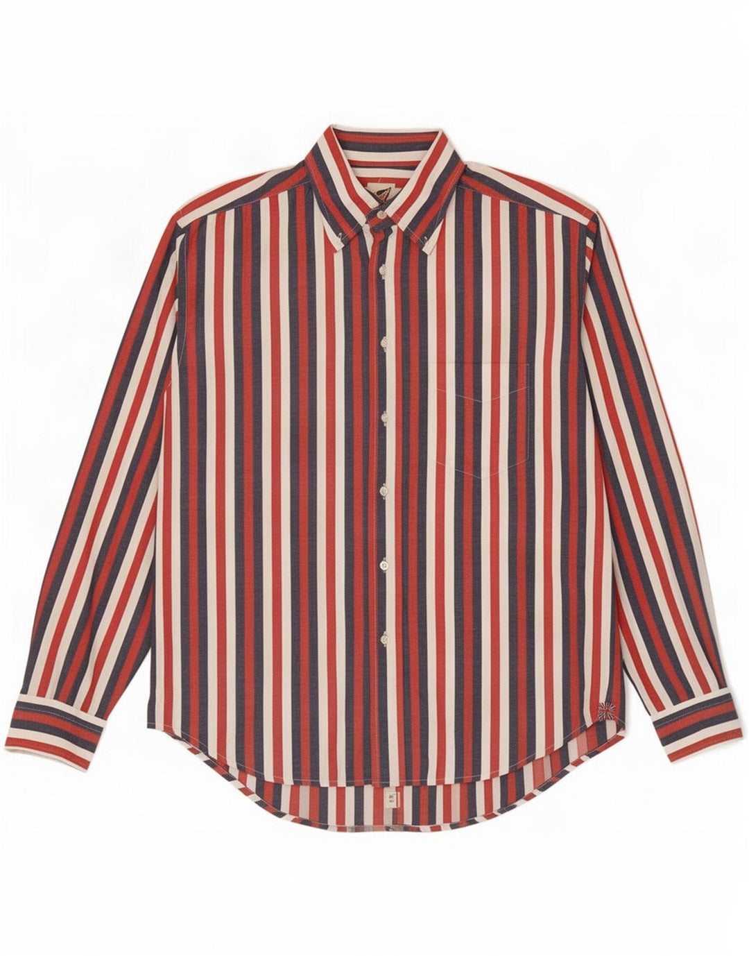 Camisa vintage para hombre de algodón a rayas multicolor grande