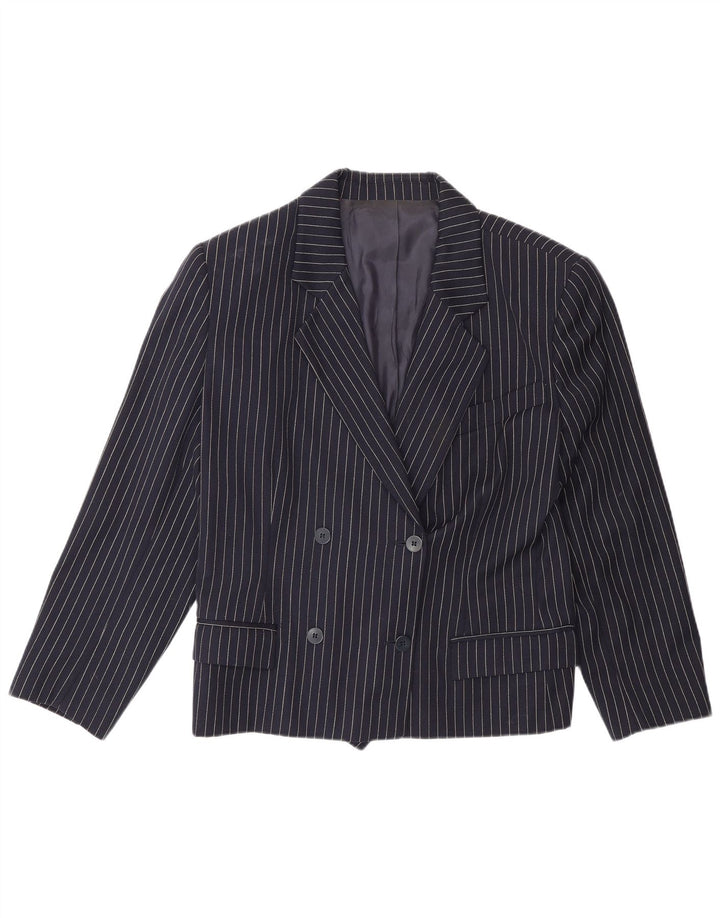 Vintage mujer chaqueta blazer de doble pecho IT 48 XL azul marino a rayas