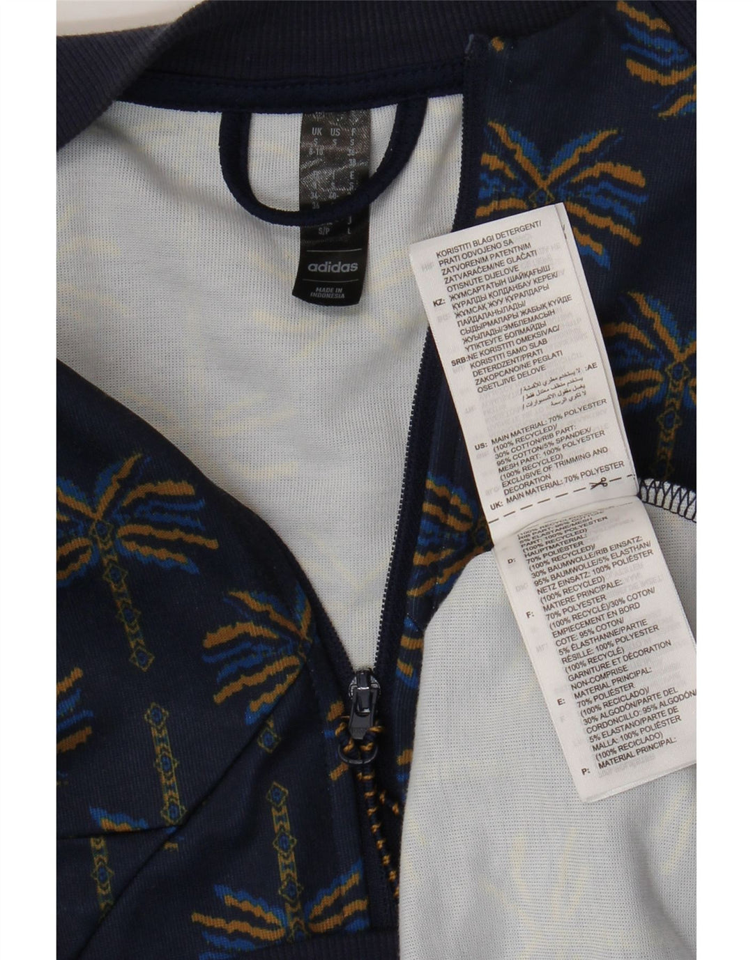 ADIDAS Chaqueta de chándal para mujer UK 8/10 Small Azul marino Floral