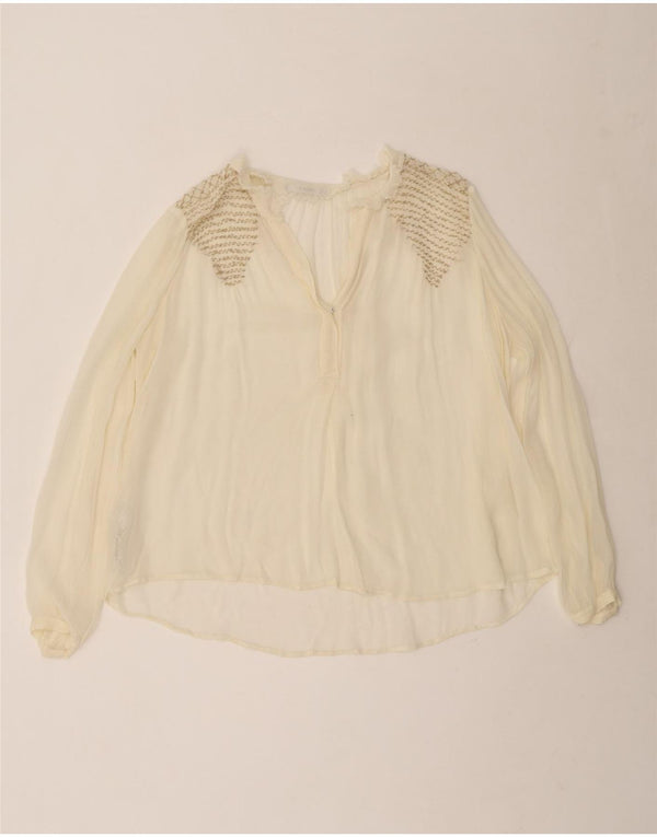 Mango Blusa Transparente para Mujer UK 40 Medium Off White Viscosa