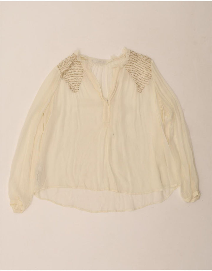 Mango Blusa Transparente para Mujer UK 40 Medium Off White Viscosa