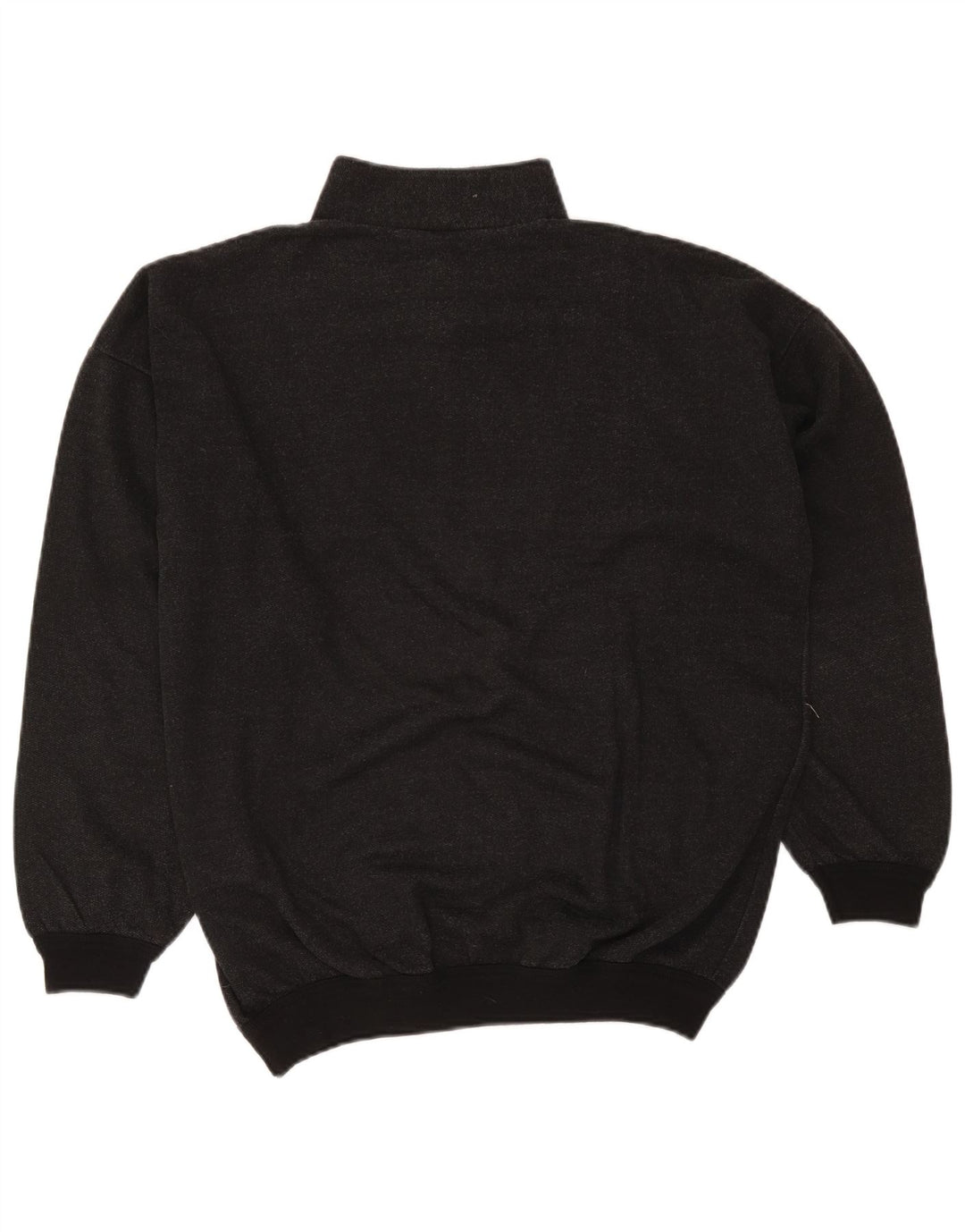 Vintage hombres 1/4 cremallera sudadera jumper grande gris moteado retro