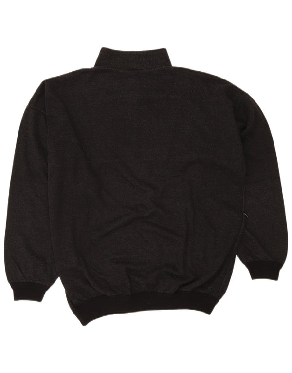 Vintage hombres 1/4 cremallera sudadera jumper grande gris moteado retro