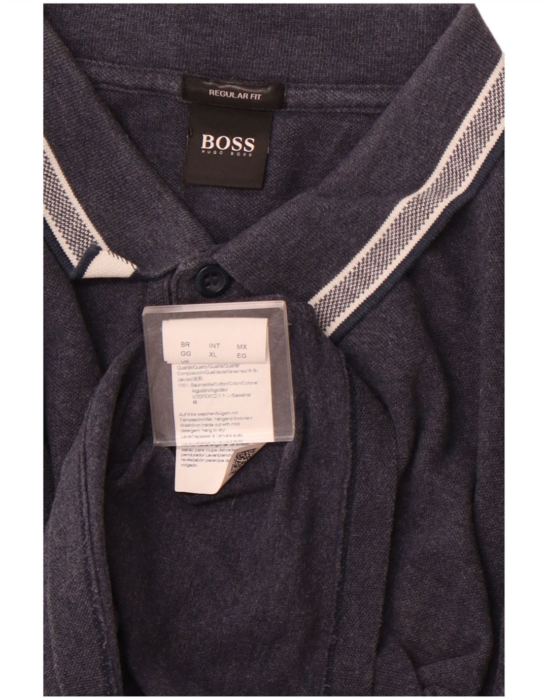HUGO BOSS Polo de manga larga de ajuste regular para hombre XL Algodón azul marino