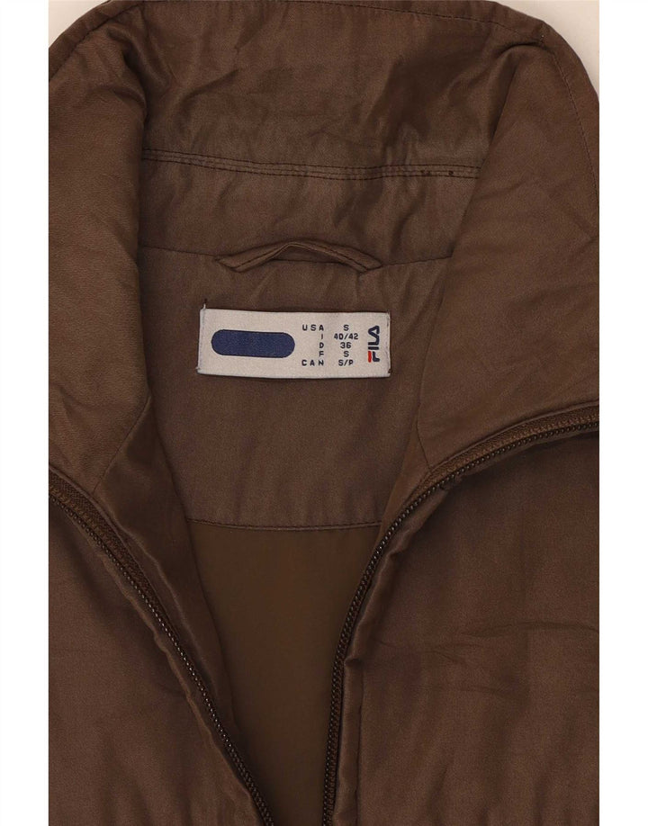Fila Chaqueta acolchada para mujer UK 10 Small Marrón Poliéster
