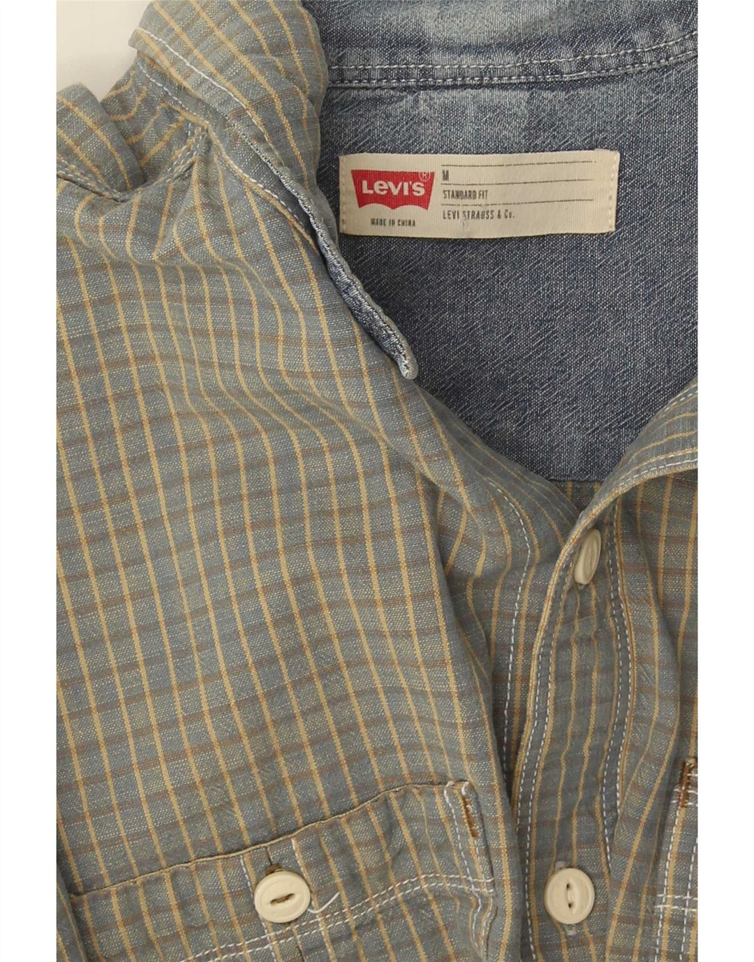 Levi's Camisa de corte estándar para hombre con cuadros azules medianos