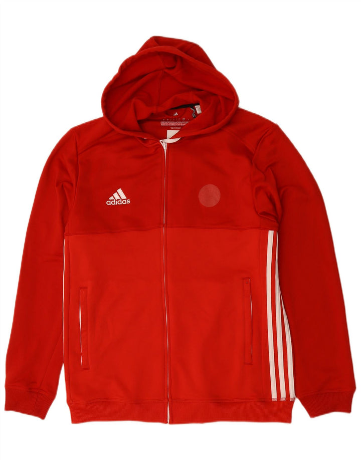 Adidas Mens Climalite Zip Sudadera con capucha Suéter Medio Rojo Poliéster