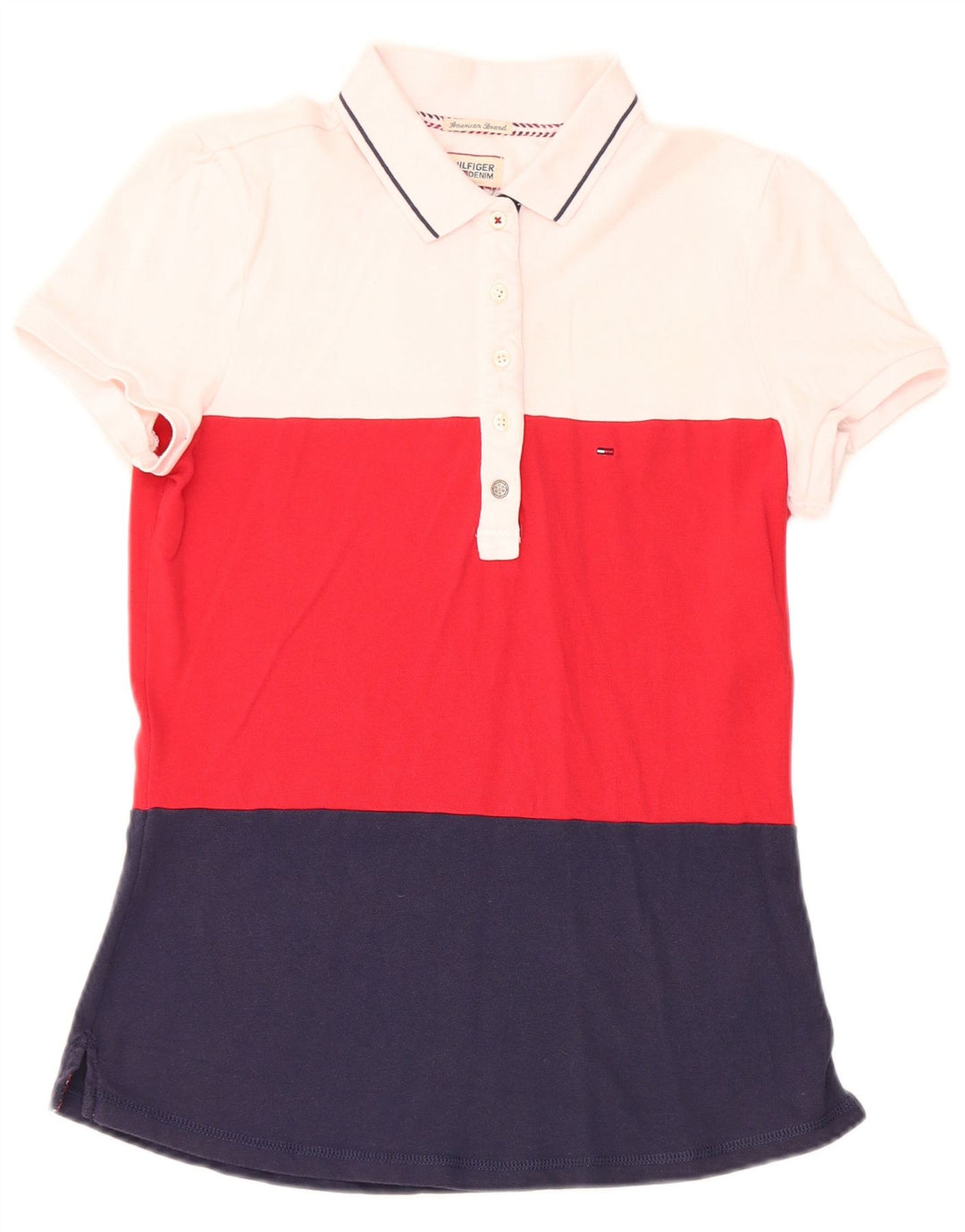 Tommy Hilfiger Polo para mujer UK 12 Medium Multicolor Colorblock