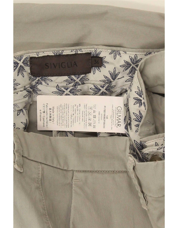 SIVIGLIA Pantalón chino ajustado para hombre W36 L32 Algodón gris