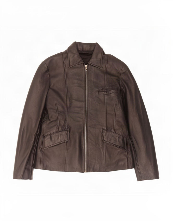 Vintage mujer chaqueta de cuero Reino Unido 14 grande negro
