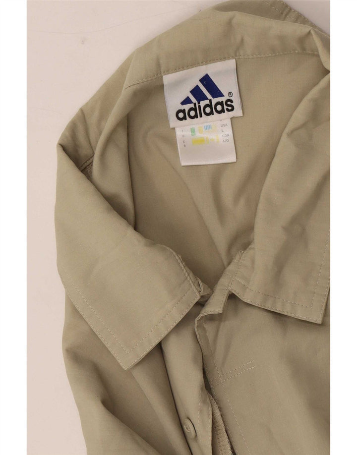 Adidas Camisa de manga corta para hombre UK 44/46 Large Caqui Poliéster