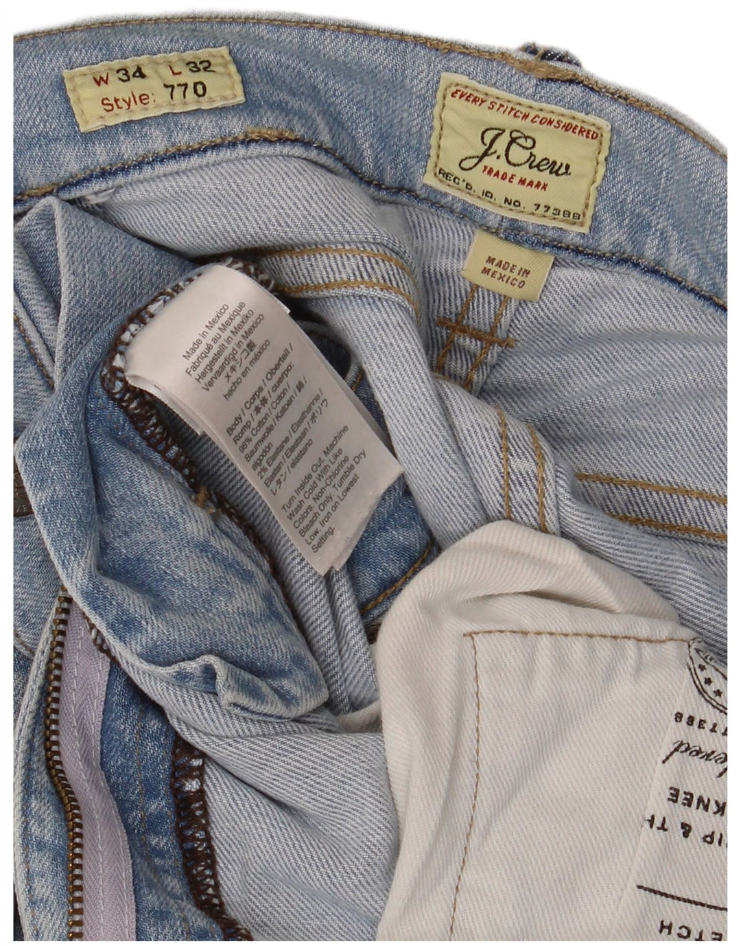 J. Crew Vaqueros rectos 770 para hombre W34 L32 Algodón azul