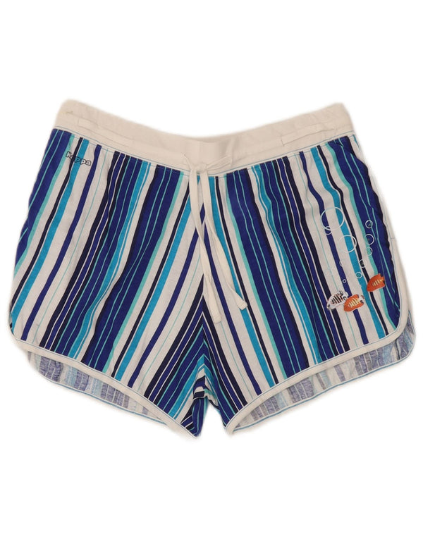 Kappa Pantalones cortos deportivos gráficos para mujer UK 44 Algodón a rayas azules grandes
