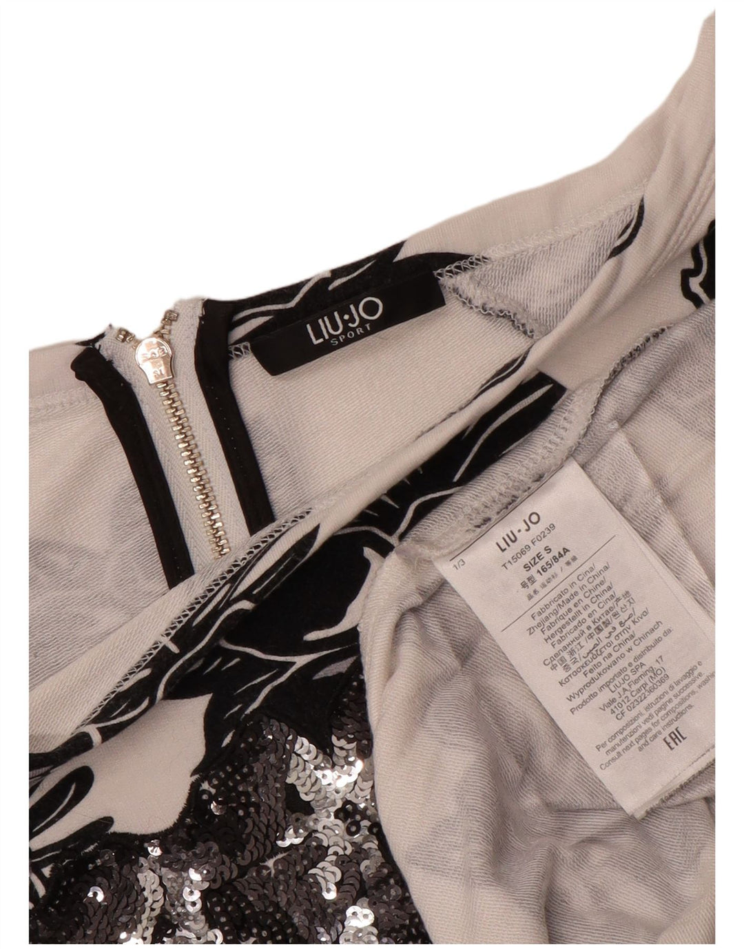 LIU JO Sudadera para mujer Jumper UK 10 Small White Floral Viscosa