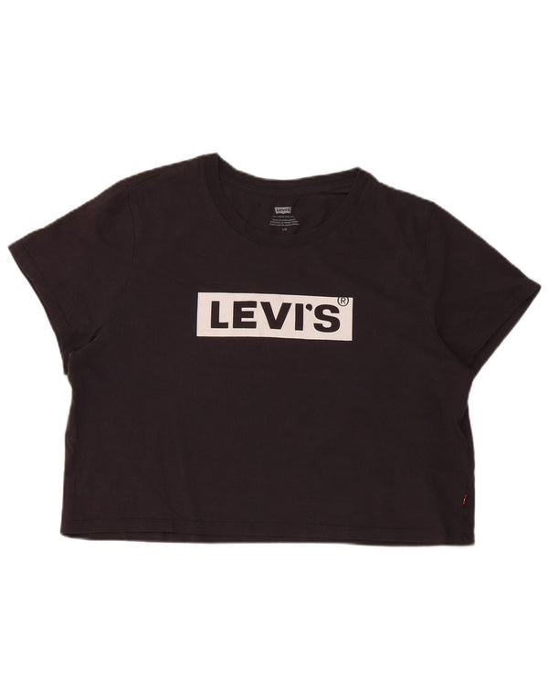 Levi's Camiseta corta con gráfico para mujer UK 46 Grande Algodón negro