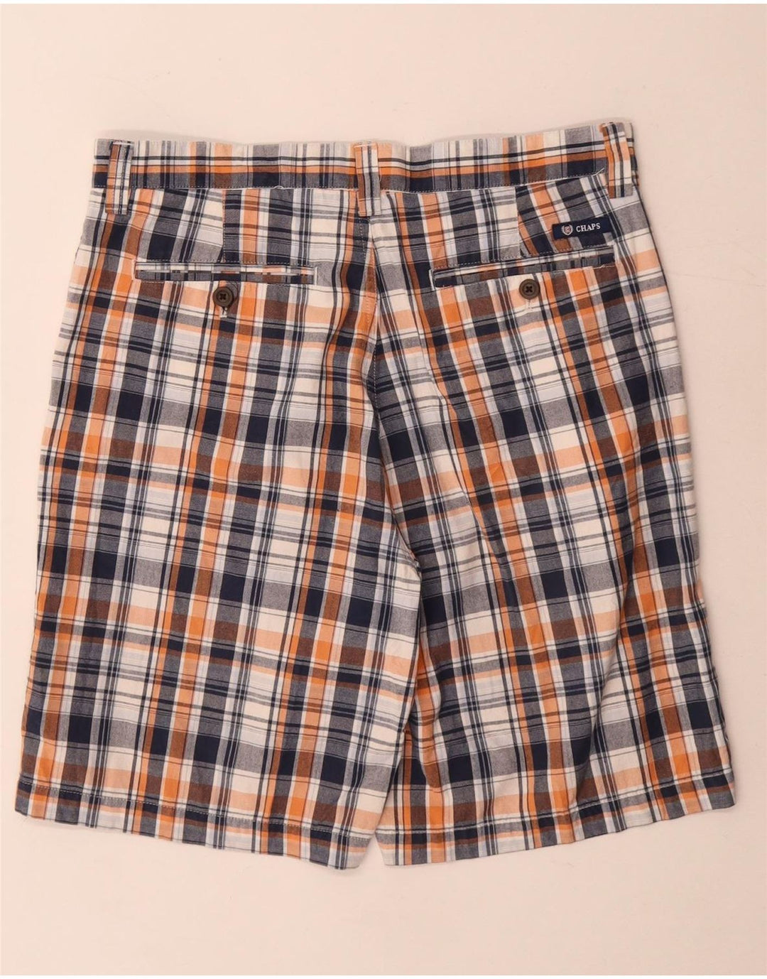 Chaps Pantalones cortos chinos para hombre W32 Medium Navy Blue Check