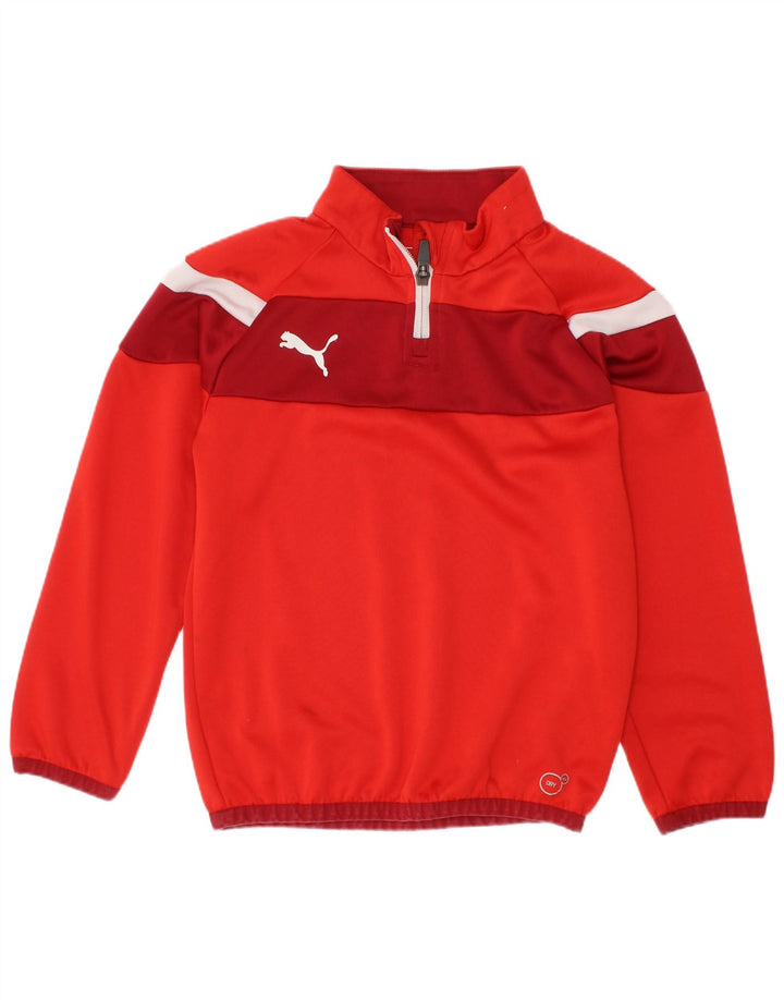 Puma - Chándal con cremallera y cuello para niños, color rojo, 7-8 años