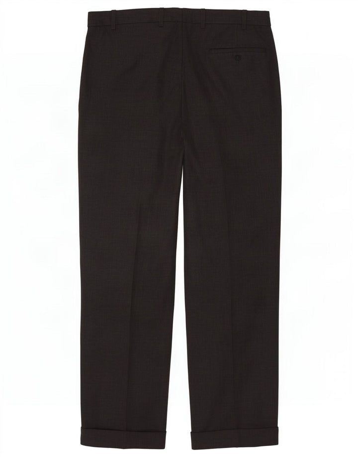 Marks & Spencer Pantalón de traje elástico con pinzas para hombre W36 L31 Poliéster gris