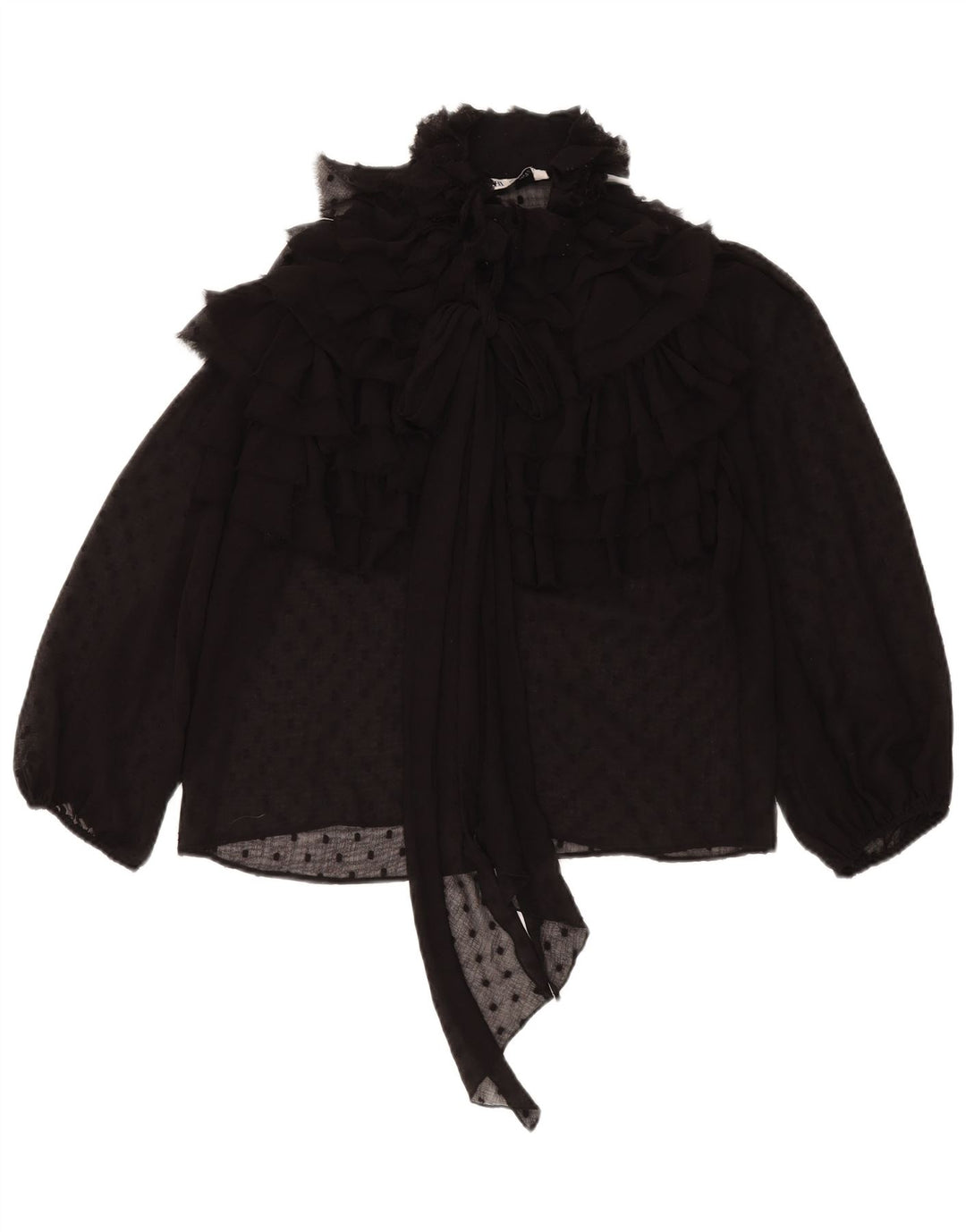 Zara Mujer Blusa Extragrande Top Reino Unido 10 Pequeño Negro Manchado