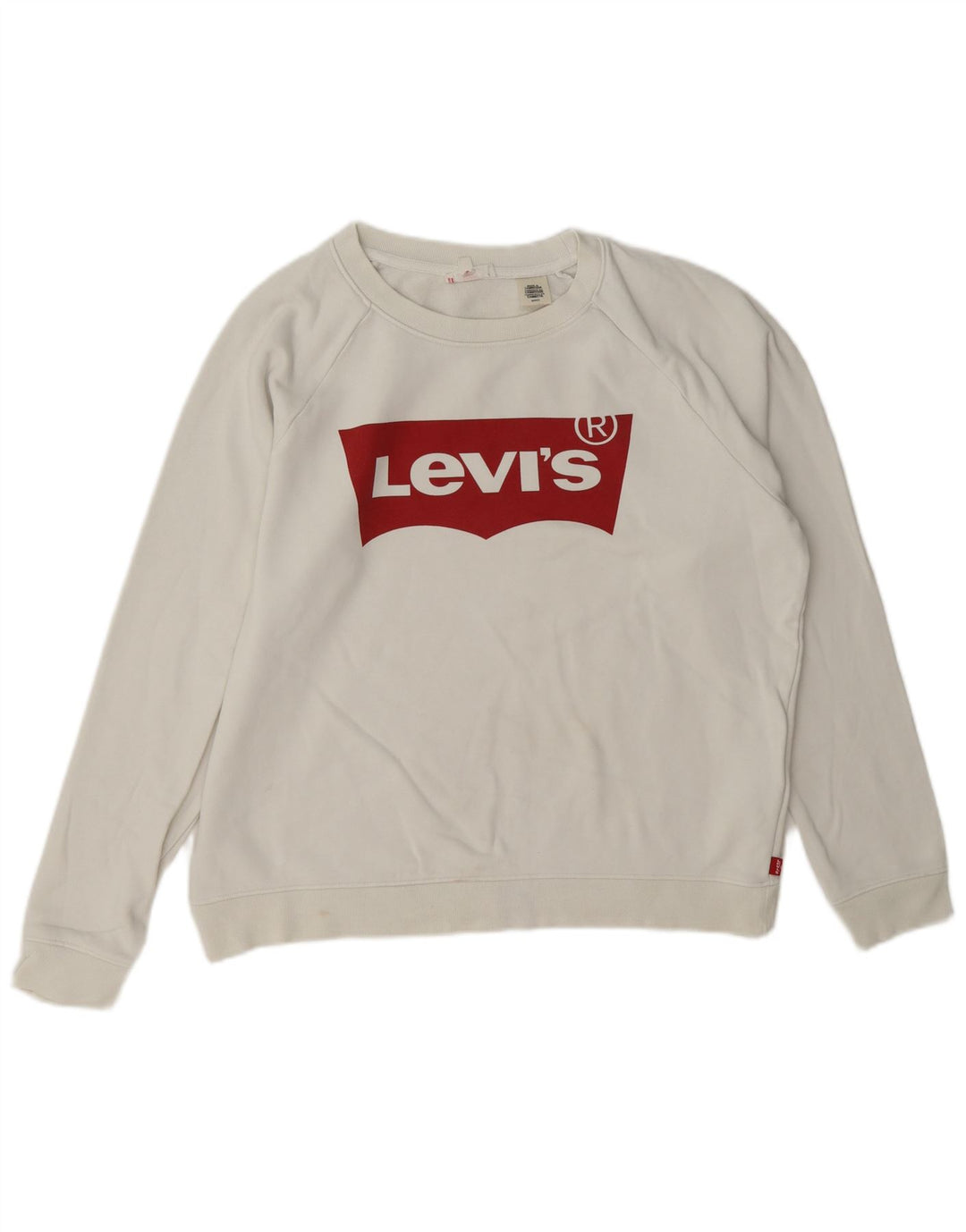 Levi's Sudadera de gran tamaño con estampado gráfico para mujer UK 10 Small White Cotton