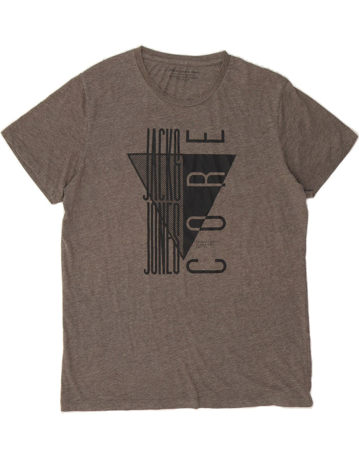 JACK & JONES Mens Graphic T-Shirt Top XL Grey Vintage Jack & Jones and Second-Hand Jack & Jones from Messina Hembry 