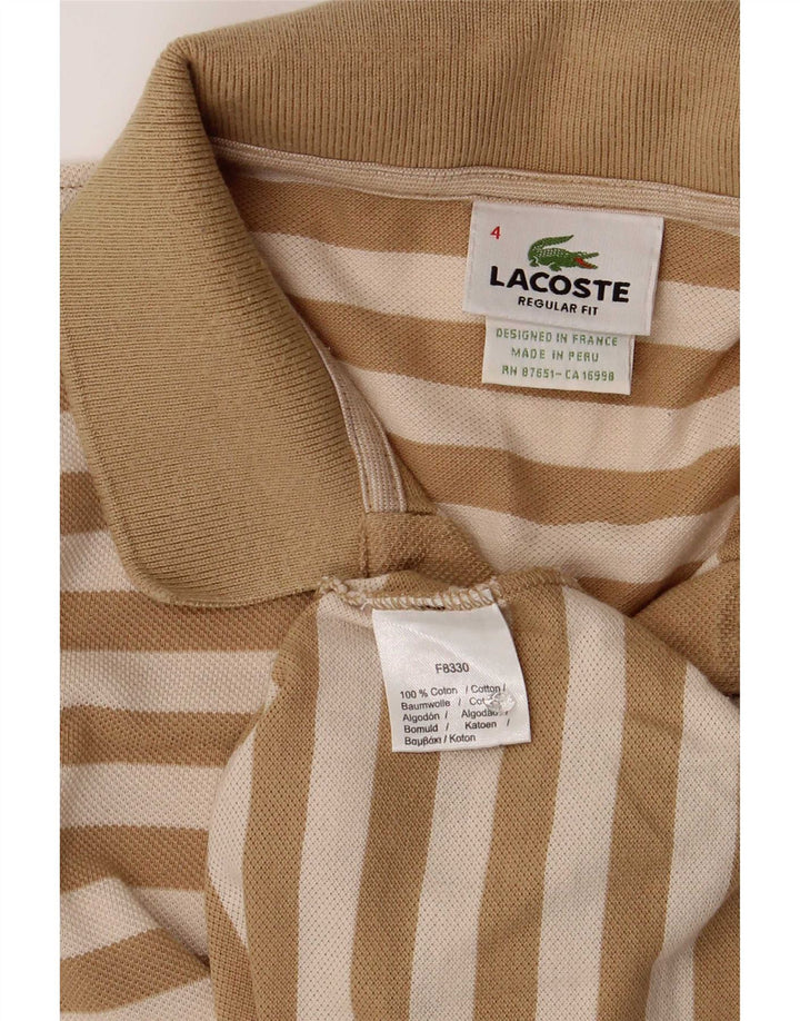 Polo Lacoste para hombre talla 4 algodón a rayas marrón medio