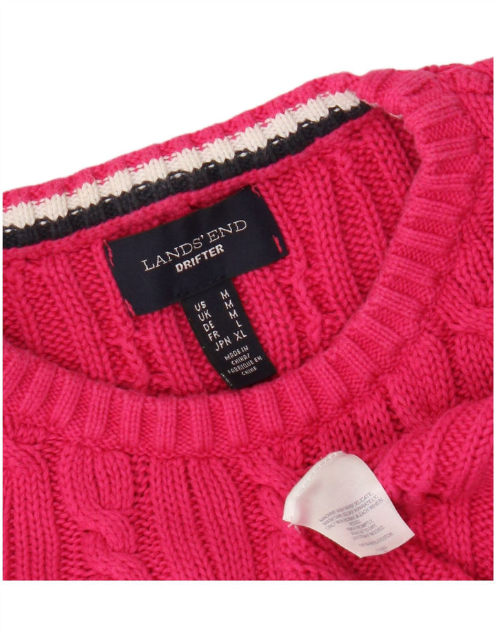 Lands End Jersey de cuello redondo para mujer UK 14 Algodón rosa medio