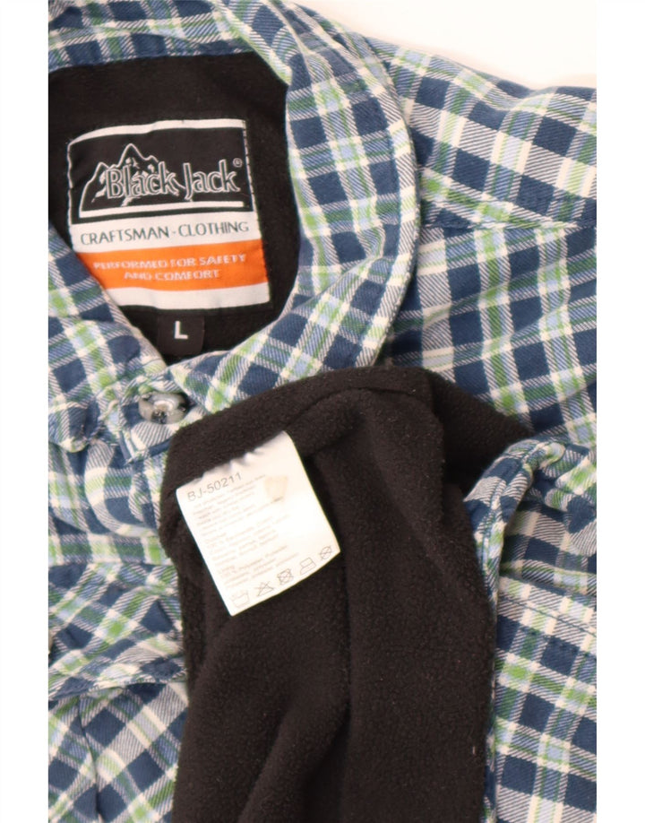 Black Jack Camisa de franela de leñador para hombre Algodón a cuadros azules grandes
