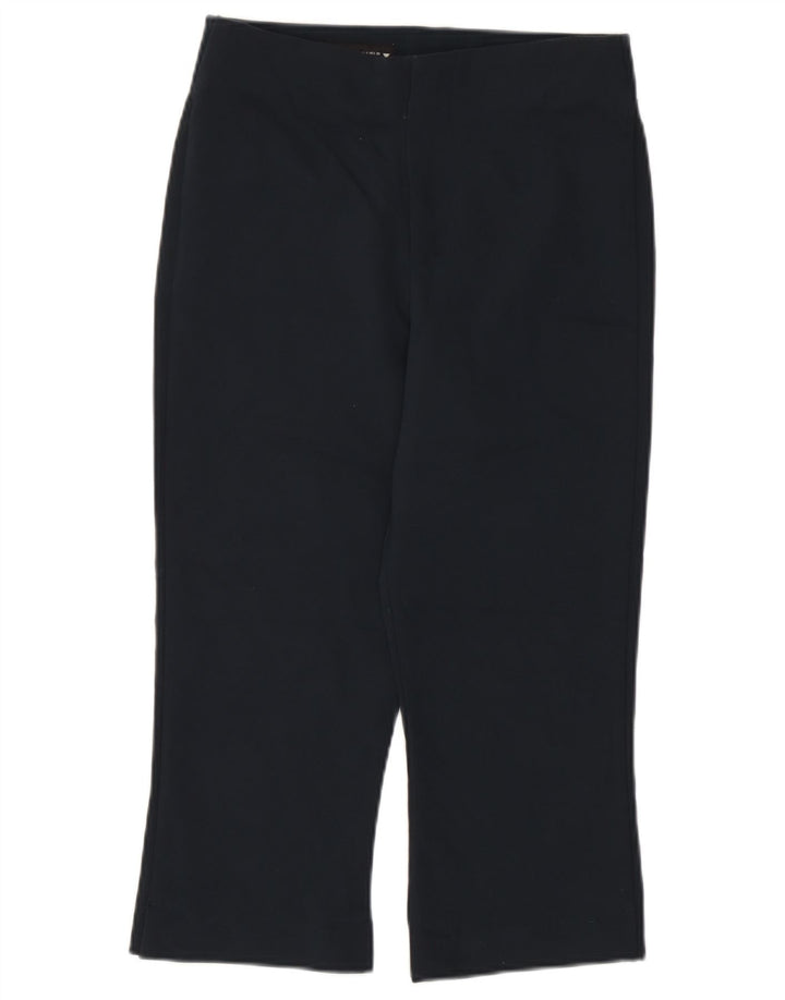 Zara Mujer Pantalón Capri Pequeño W26 L19 Azul Marino Viscosa