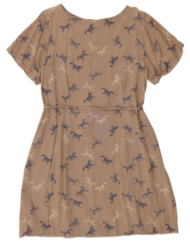 WHITE STUFF Vestido acampanado gráfico para mujer UK 46 Grande Estampado animal beige