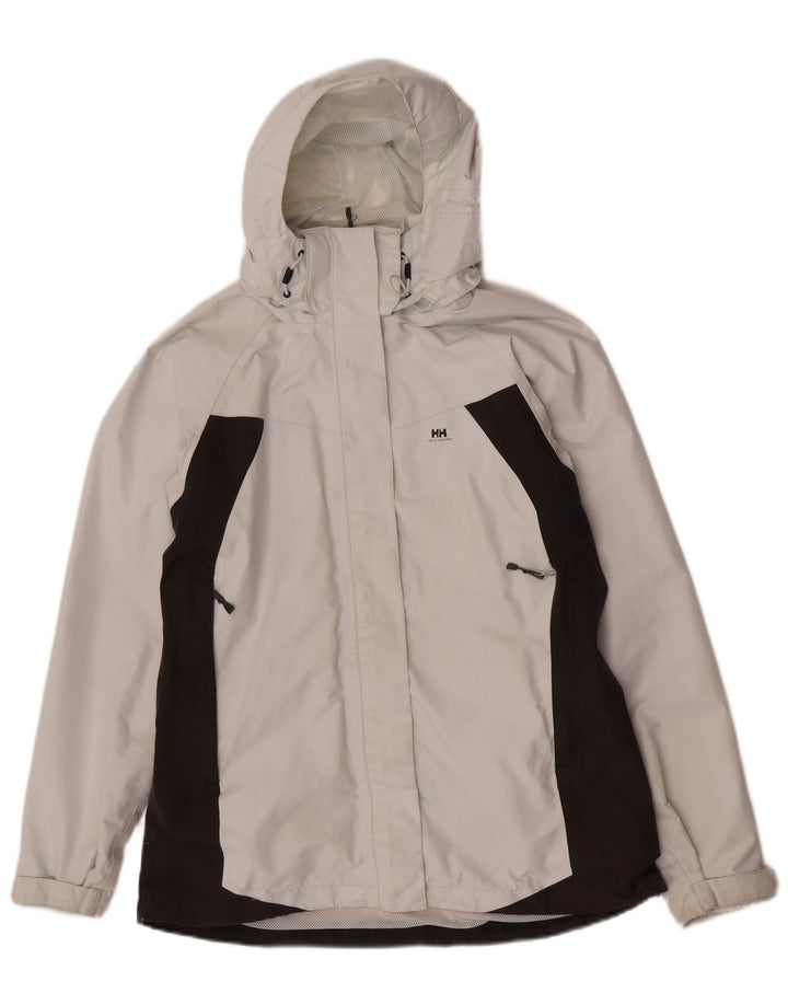 Helly Hansen Chaqueta impermeable con capucha para mujer UK 44 Medium Off White Colourblock