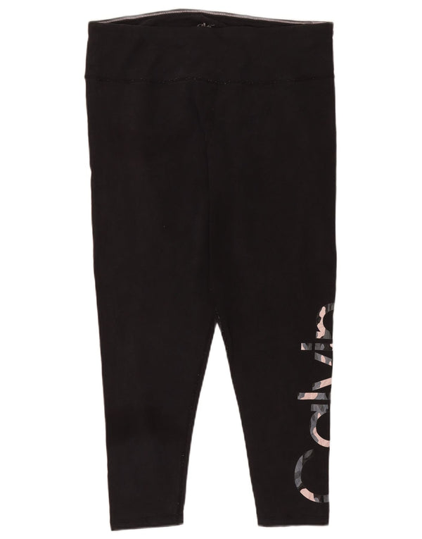 Calvin Klein Leggings cortos gráficos para mujer UK 18 XL Algodón negro