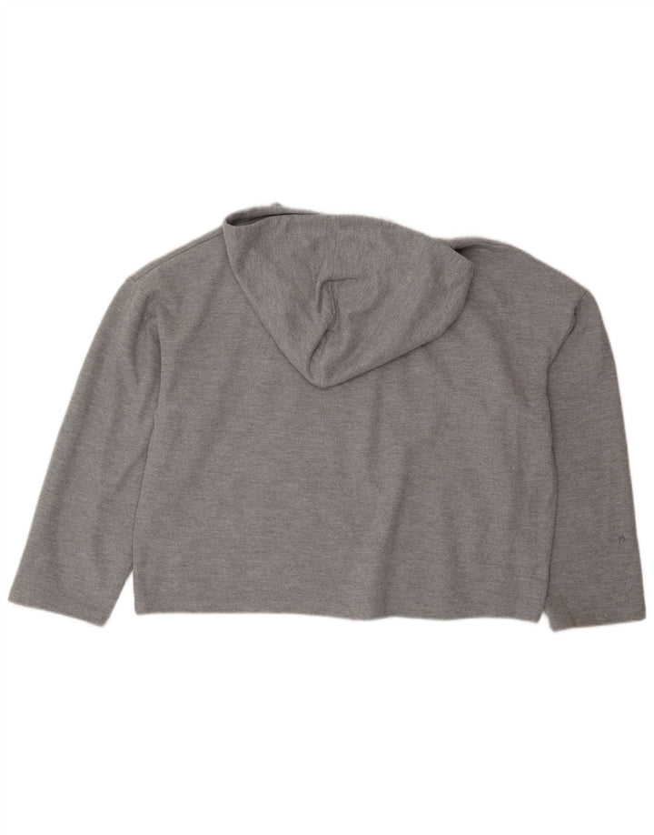 Zara Mujer Top extragrande con capucha Manga larga UK 44 Gris medio manchado