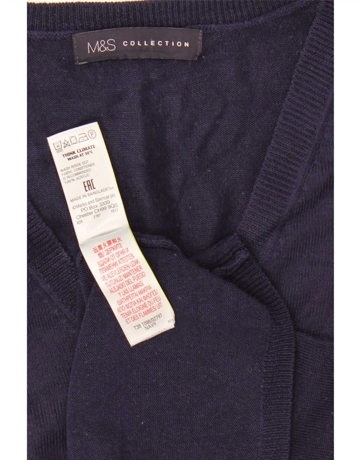 Marks & Spencer Suéter con Cuello en V para Mujer UK 40 Medium Azul Marino